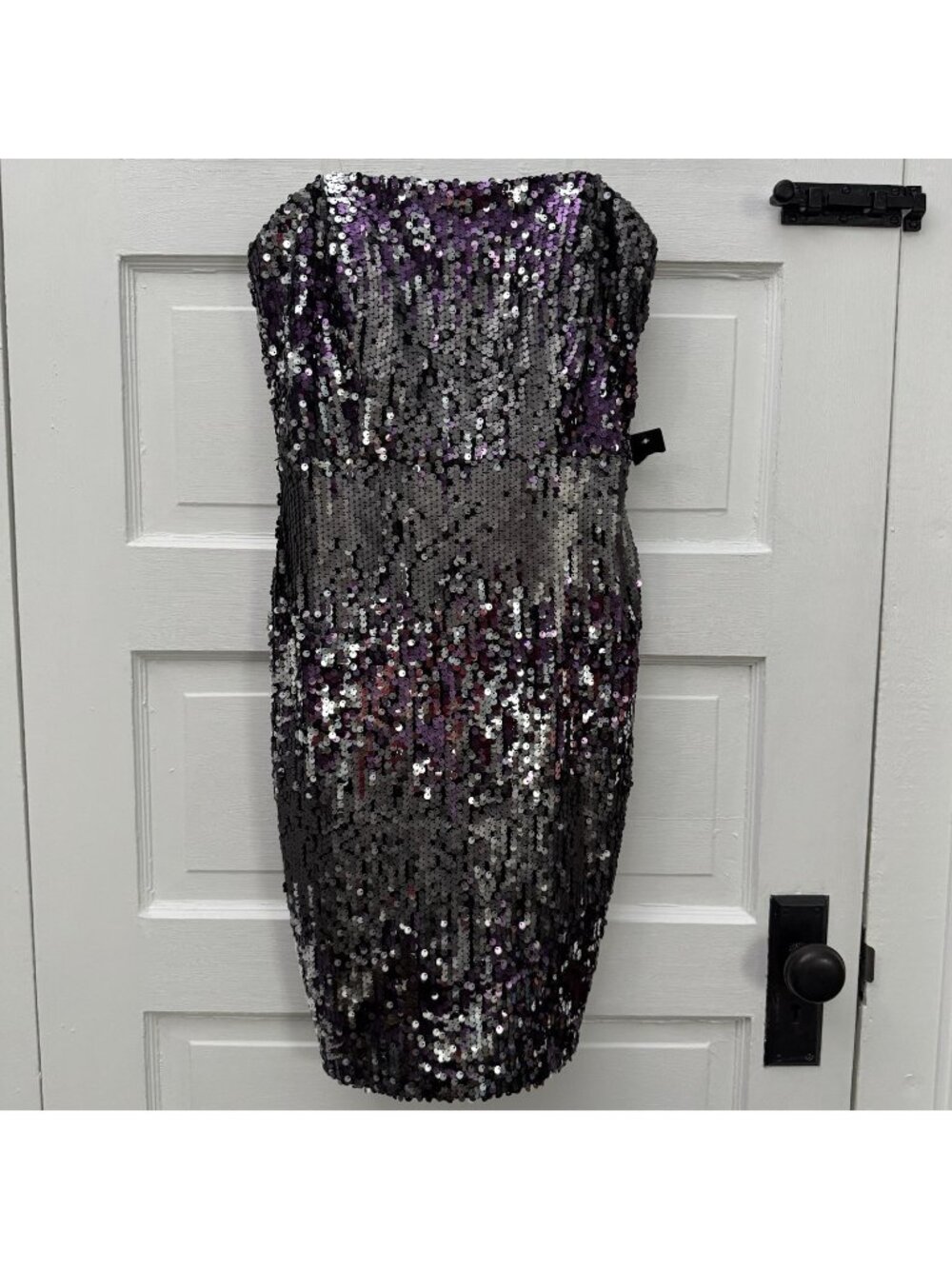 Jump Apparel Juniors 7/8 Purple Silver Sequin Strapless Mini Dress